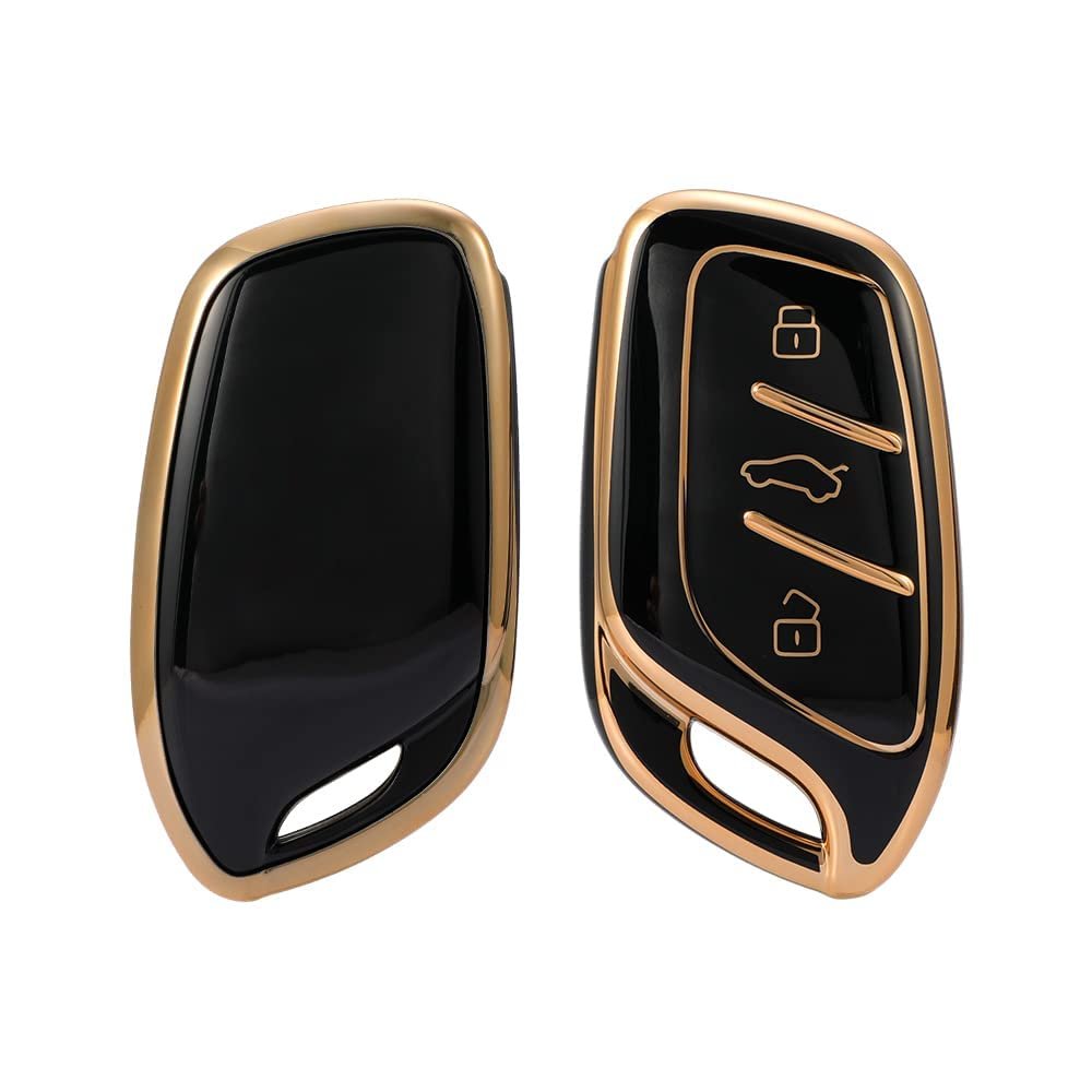 TPU Car Key Cover Compatible With MG ZS EV And Astor Smart Key (Black) Image 