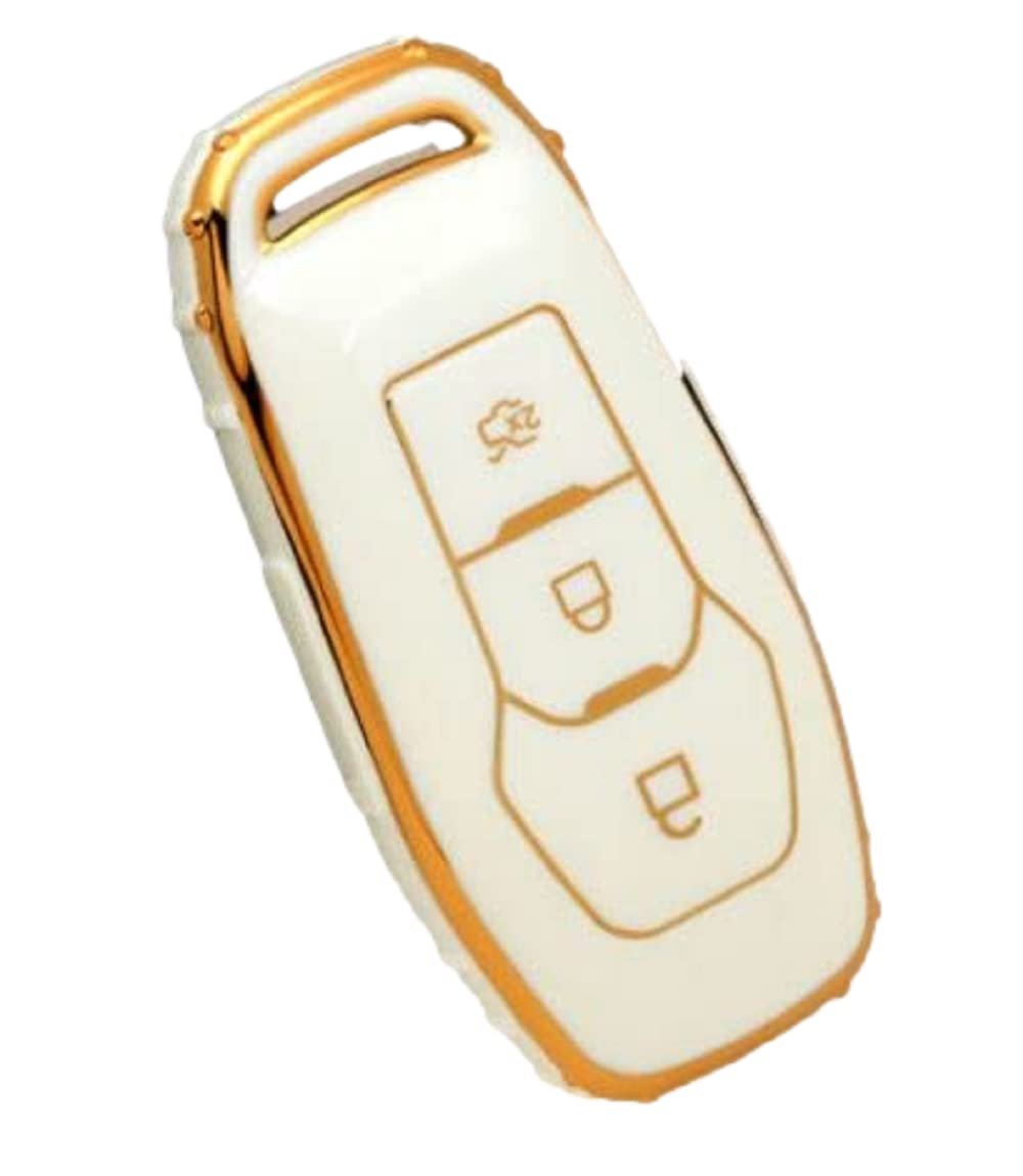 Carbon TPU Key Cover Compatible with Ford Figo Aspire and Ford Endavour Smart Key only(White) Image 