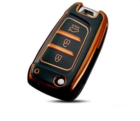TPU Key Cover Compatible For Hyundai Verna/Elantra/Tucson 2017 Onwards 3 Button Flip Key (Black) Image 