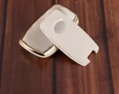 TPU Car Key Cover Compatible with Kia Sonet, Seltos 2020 4 Button Smart Key (Push Button Start Models, White) Image 