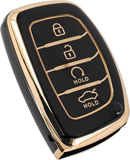 TPU Car Key Cover Compatible with ALCAZAR, CRETA 2021, TUCSON, VENUE 4-Button Image 