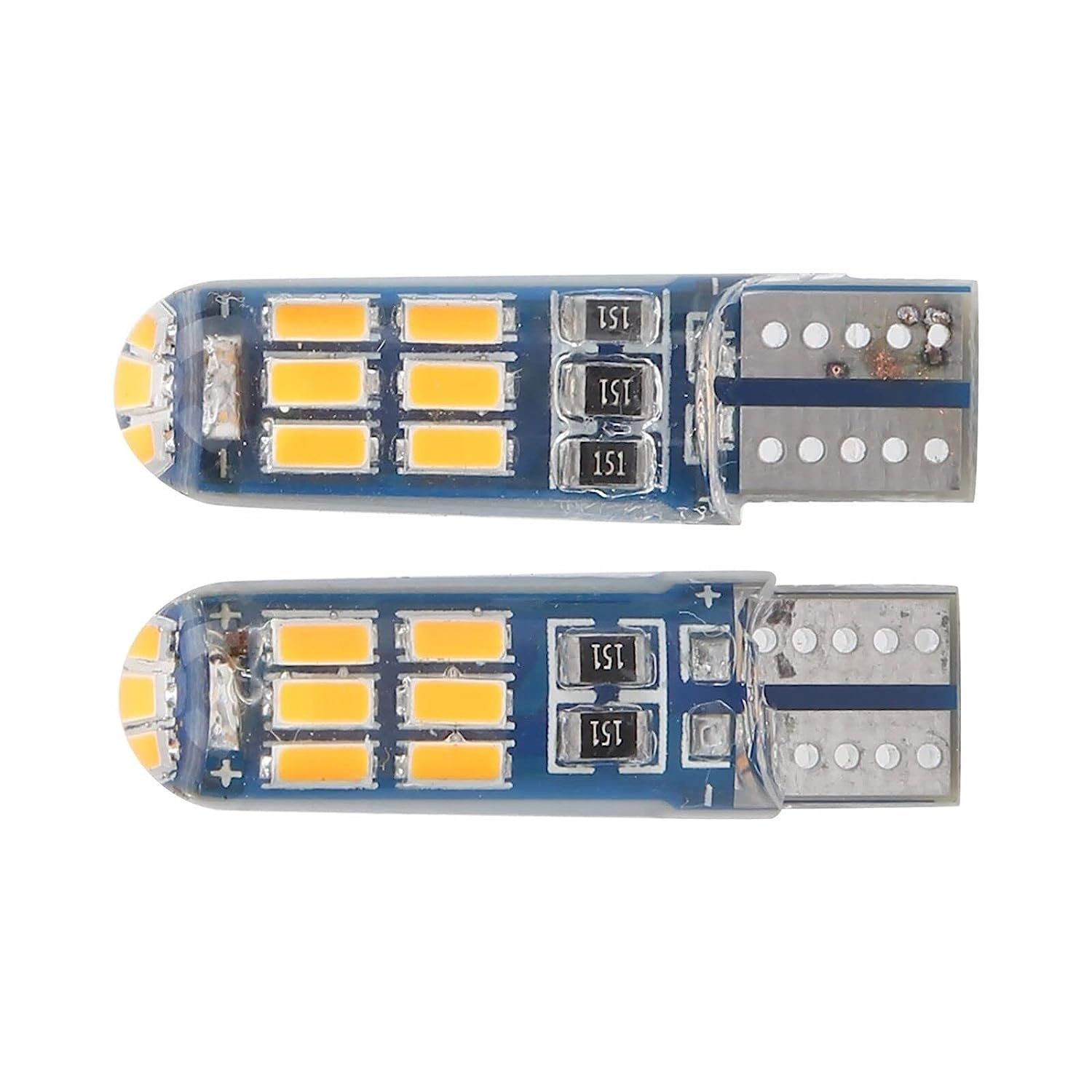 T10 Silcione Canbus 15SMD 2835 Chipset 6000K White Non-Polar For Car Interior Dome License Plate Trunk Lights (Amber,Pack of 2), LED Image 