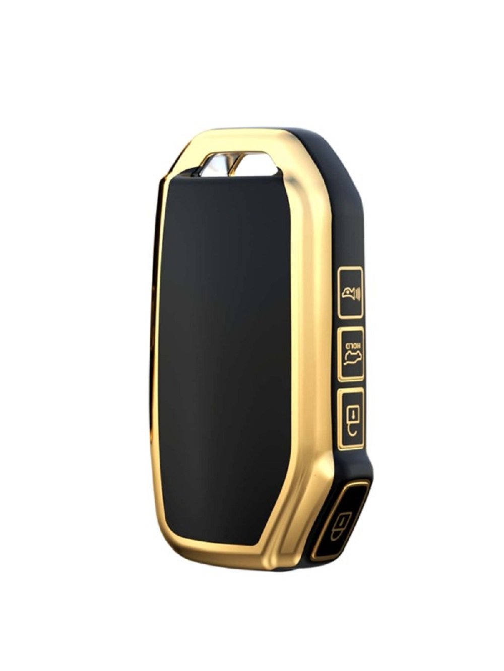 Cloudsale TPU Key Cover Compatible with Kia Seltos 2023 Facelift HTX 4 Button Smart Key (Gold/Black) Image 