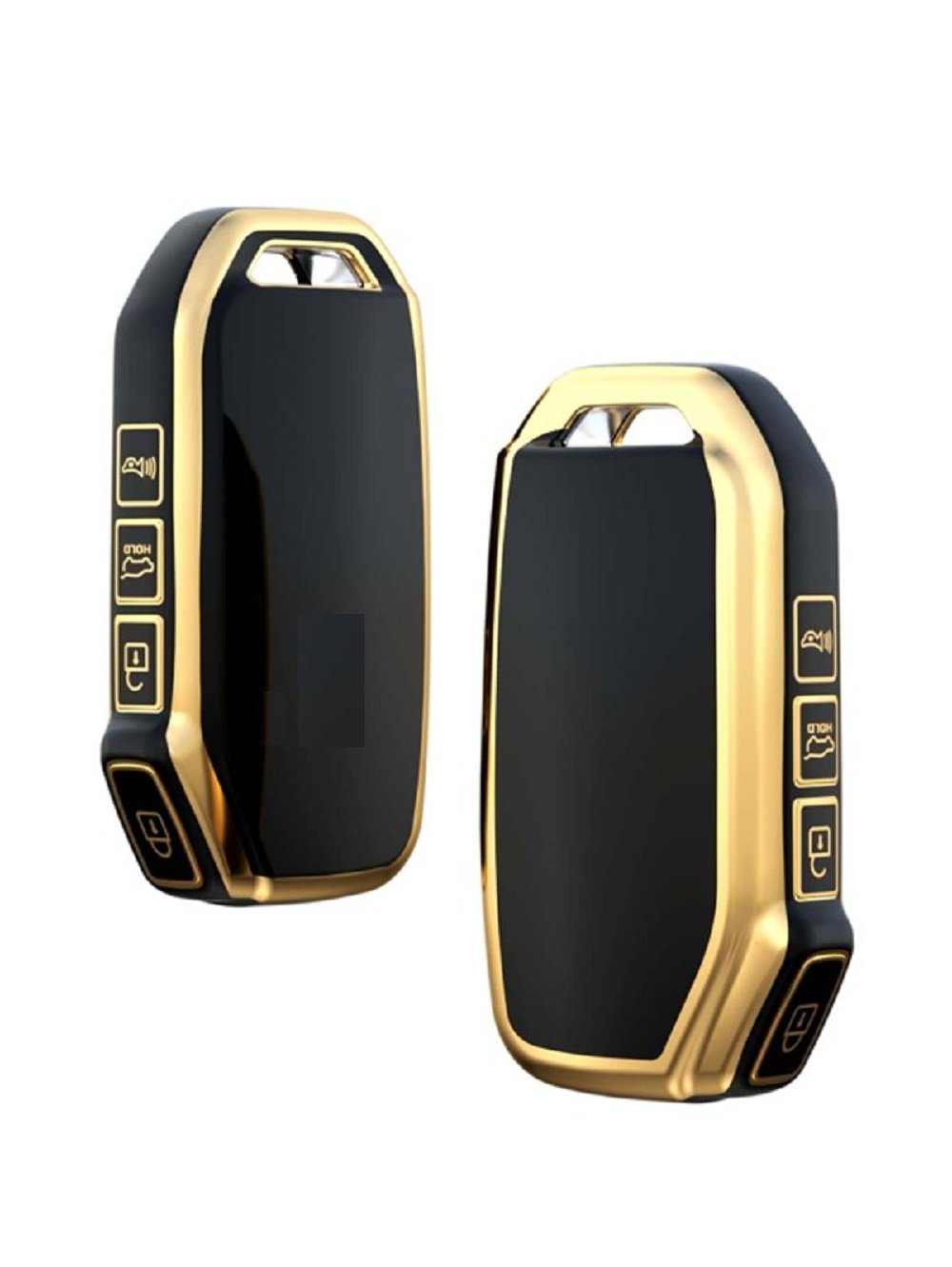 Cloudsale TPU Key Cover Compatible with Kia Seltos 2023 Facelift HTX 4 Button Smart Key (Gold/Black) Image 