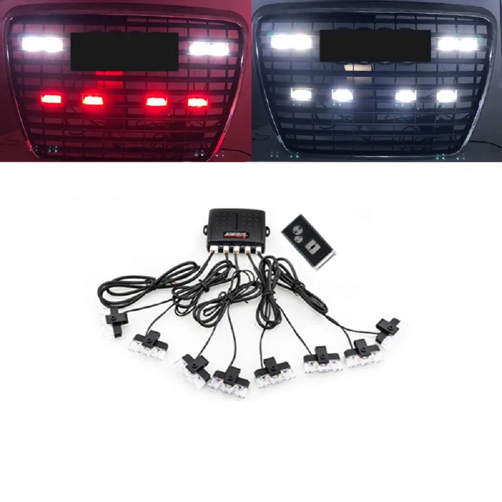 Front Grille Strobe Light Kit Red Blue Amber Yellow Auto Car Used Emergency Warning Led Strobe Light Image 