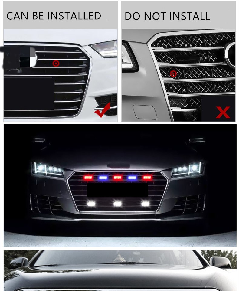 Front Grille Strobe Light Kit Red Blue Amber Yellow Auto Car Used Emergency Warning Led Strobe Light Image 