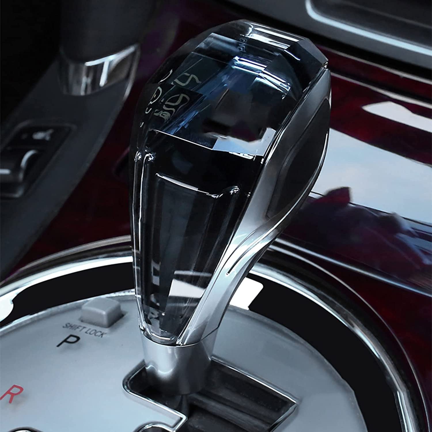 Crystal Shape Car LED Handball Crystal Shift Knob Shift Lever 7 Color Lights Illumination Touch Sensor Line Lighting Compatible with Hyun-DAI Car Image 