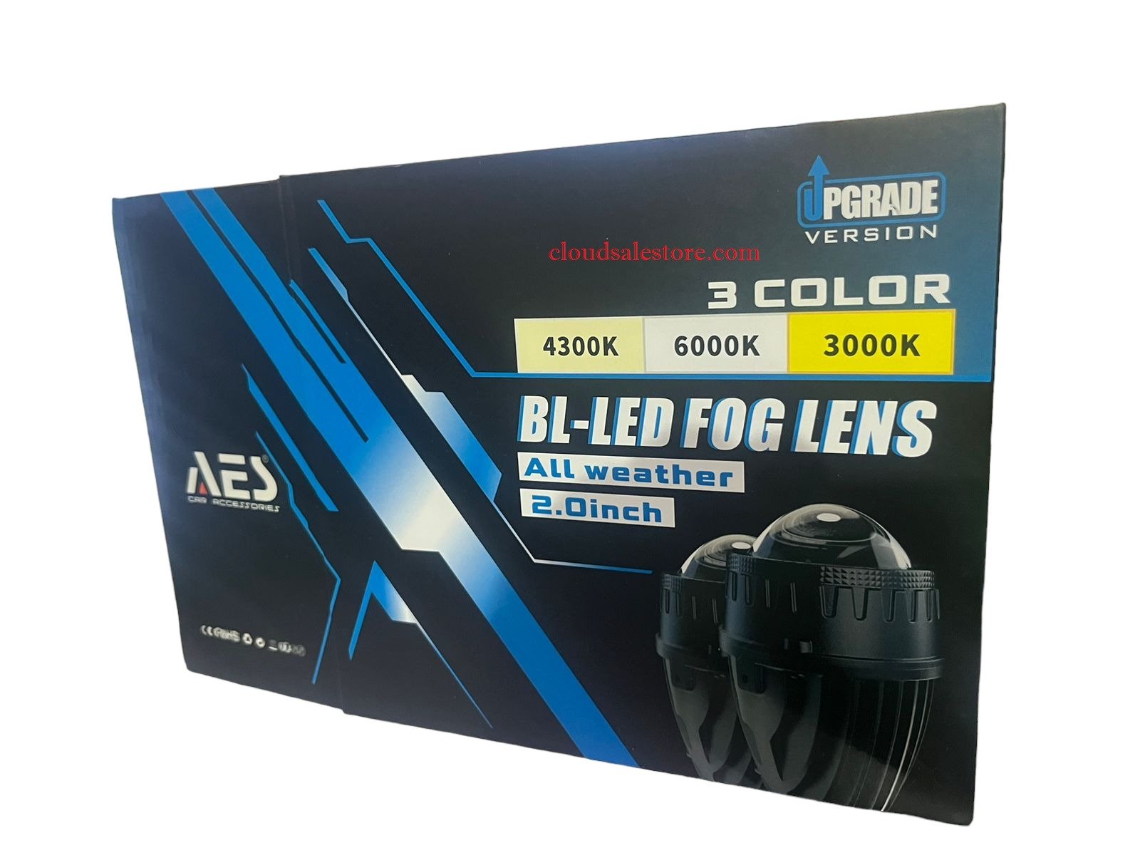 AES 2Inch Tricolour LED Fog Light Dual Lens 35W 4300K,6000K,3000K For Bi Led Fog Lamps Projector Lens Image 