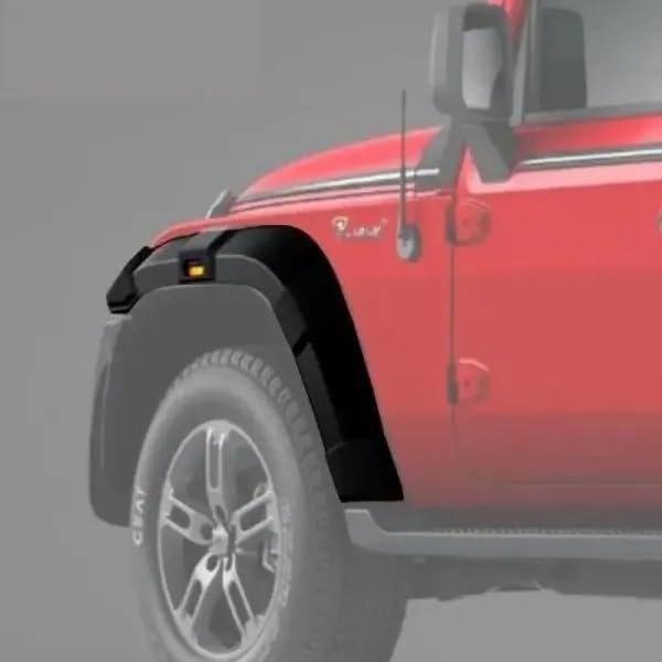 Wheel Arch Cladding Compatible For New Mahindra (Set of 16) ABS Plastic Cladding Thar (Black) Image 