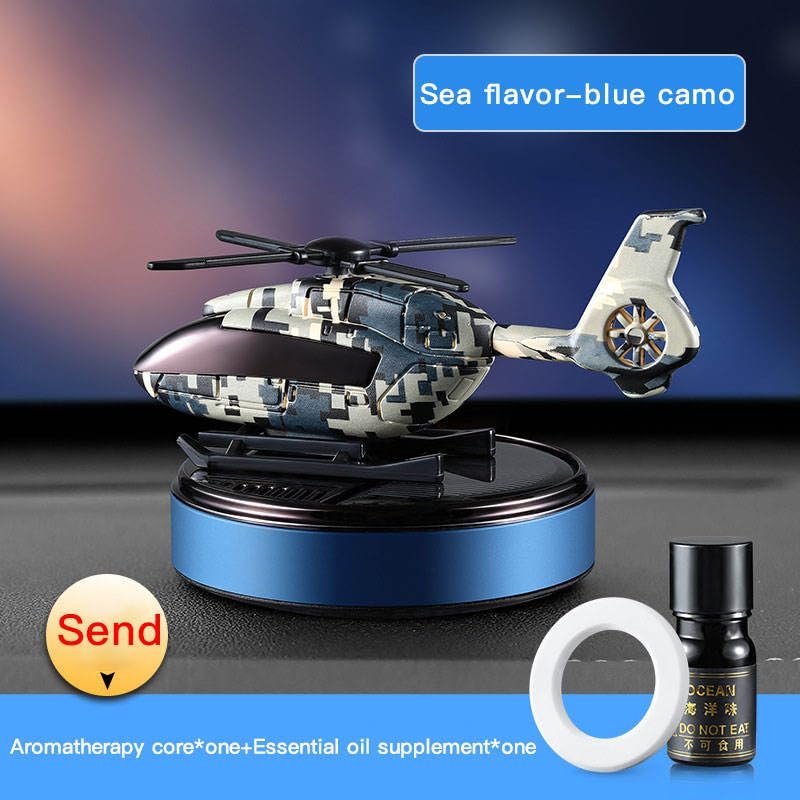 Car Solar Aromatherapy Rotating Helicopter Interior Center Console Decoration Car Perfume Solar Air Freshener(Blue) Image 