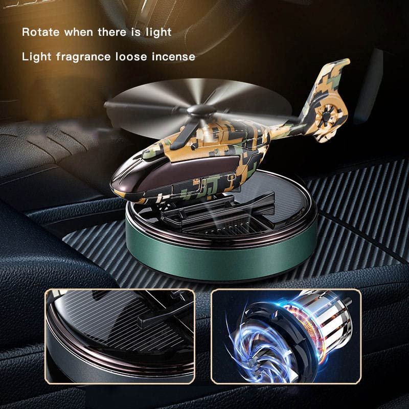 Car Solar Aromatherapy Rotating Helicopter Interior Center Console Decoration Car Perfume Solar Air Freshener(Green). Image 