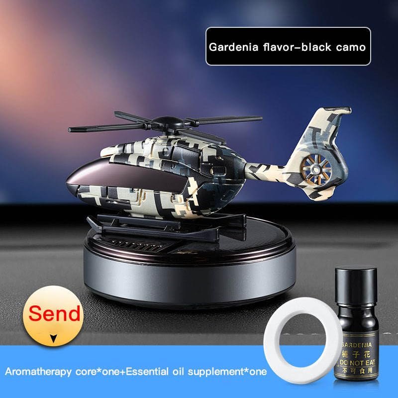 Car Solar Aromatherapy Rotating Helicopter Interior Center Console Decoration Car Perfume Solar Air Freshener(Black) Image 