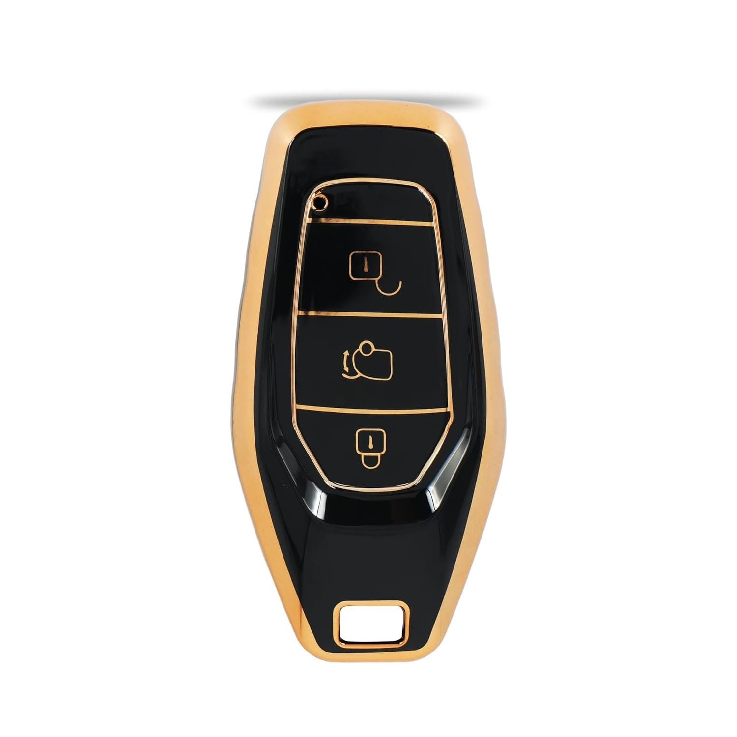 TPU Car Key Cover Compatible with Mahindra XUV-500 Smart Key (Black/Gold) Image 