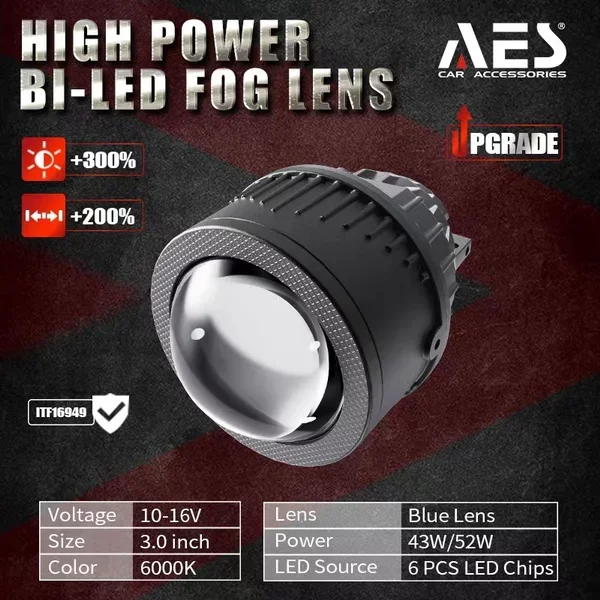 AES FX Bi Led 3inch Fog Lamp (Lo/Hi Power- 43w/52w) Image 