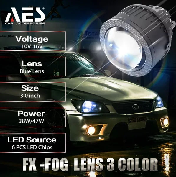 AES FX Bi- Led 3 Inch Blue glass 3 Colors (Lo/Hi Power-38/50w) Image 