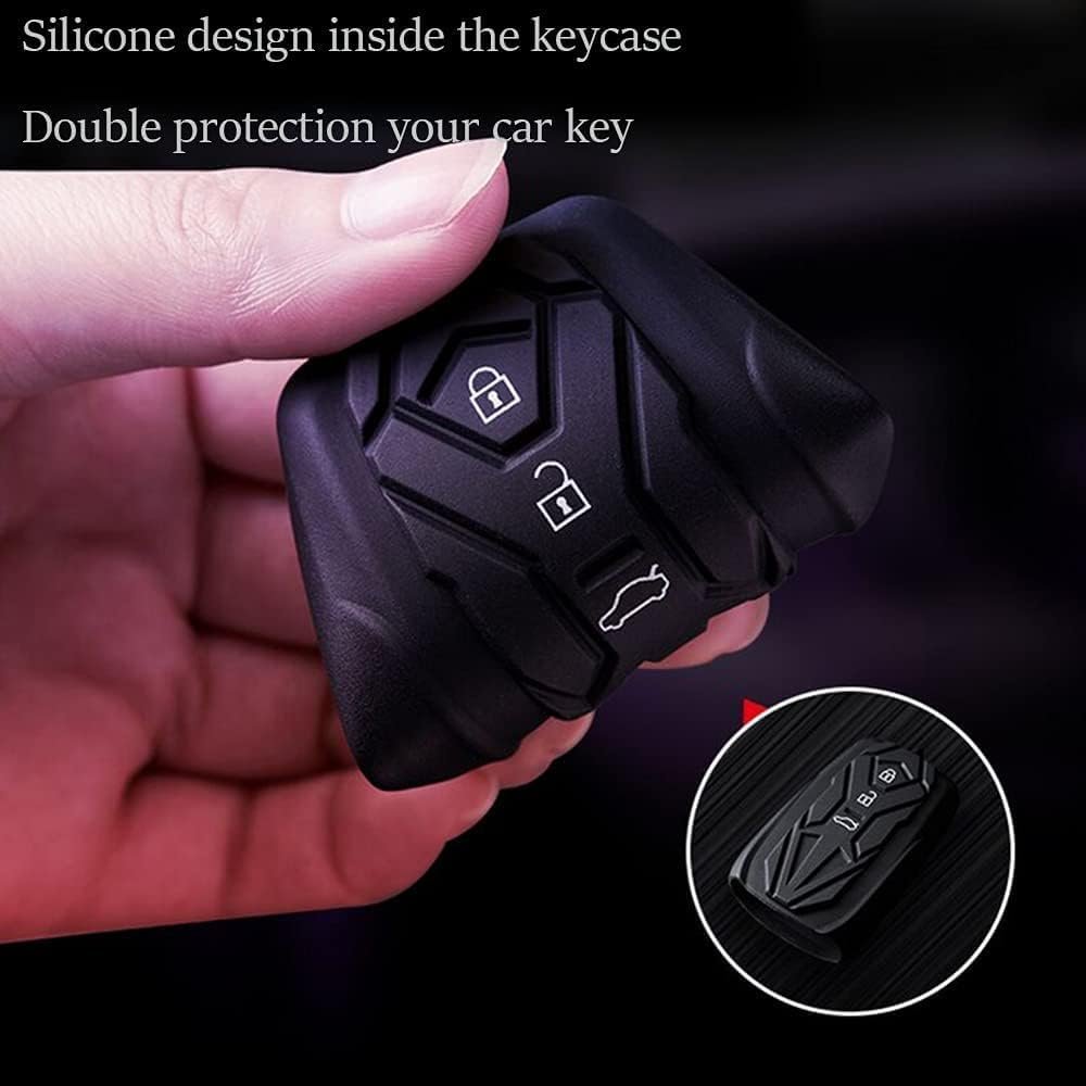 Metal Car Key Case Cover Compatible with Toy-OTA Fort-uner and Cry-sta 3 Buttons Smart Key Premium Metal Alloy Keycase with Holder & Rope Chain Image 