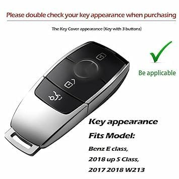 Metal Car Key Case Cover Compatible with Mrcds Bnz W213 E200 E300 E400 E63 Premium Metal Alloy Keycase with Holder & Rope Key Chain Image 