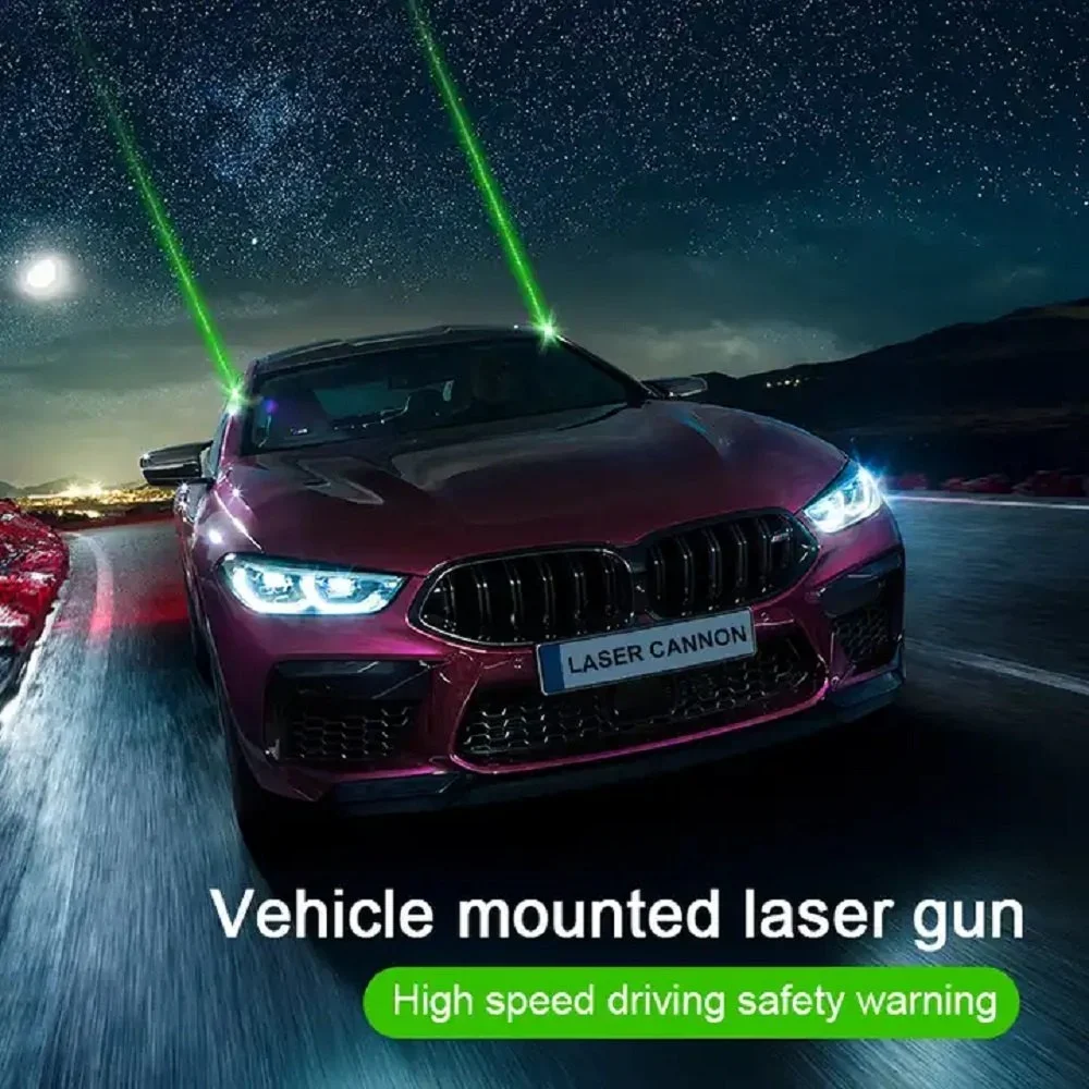 Car Laser Fog Warning Light Strong Green Decorative Light Rechargeable Automotive Roof Modification Image 