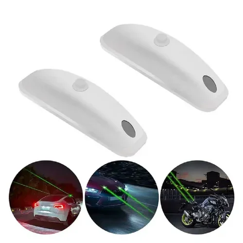 Car Laser Fog Warning Light Strong Green Decorative Light Rechargeable Automotive Roof Modification Image 