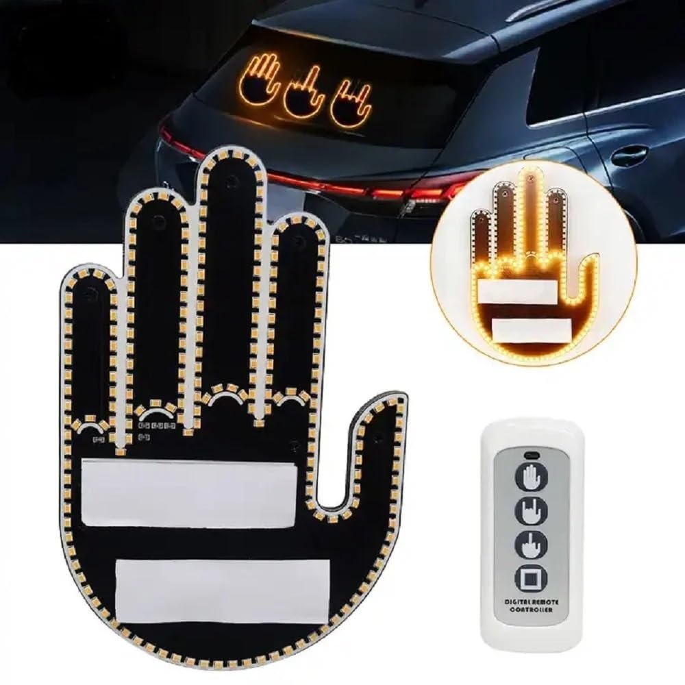 LED Illuminated Gesture Car Finger Light with Remote Hand Lamp(Battery Not Included) Image 