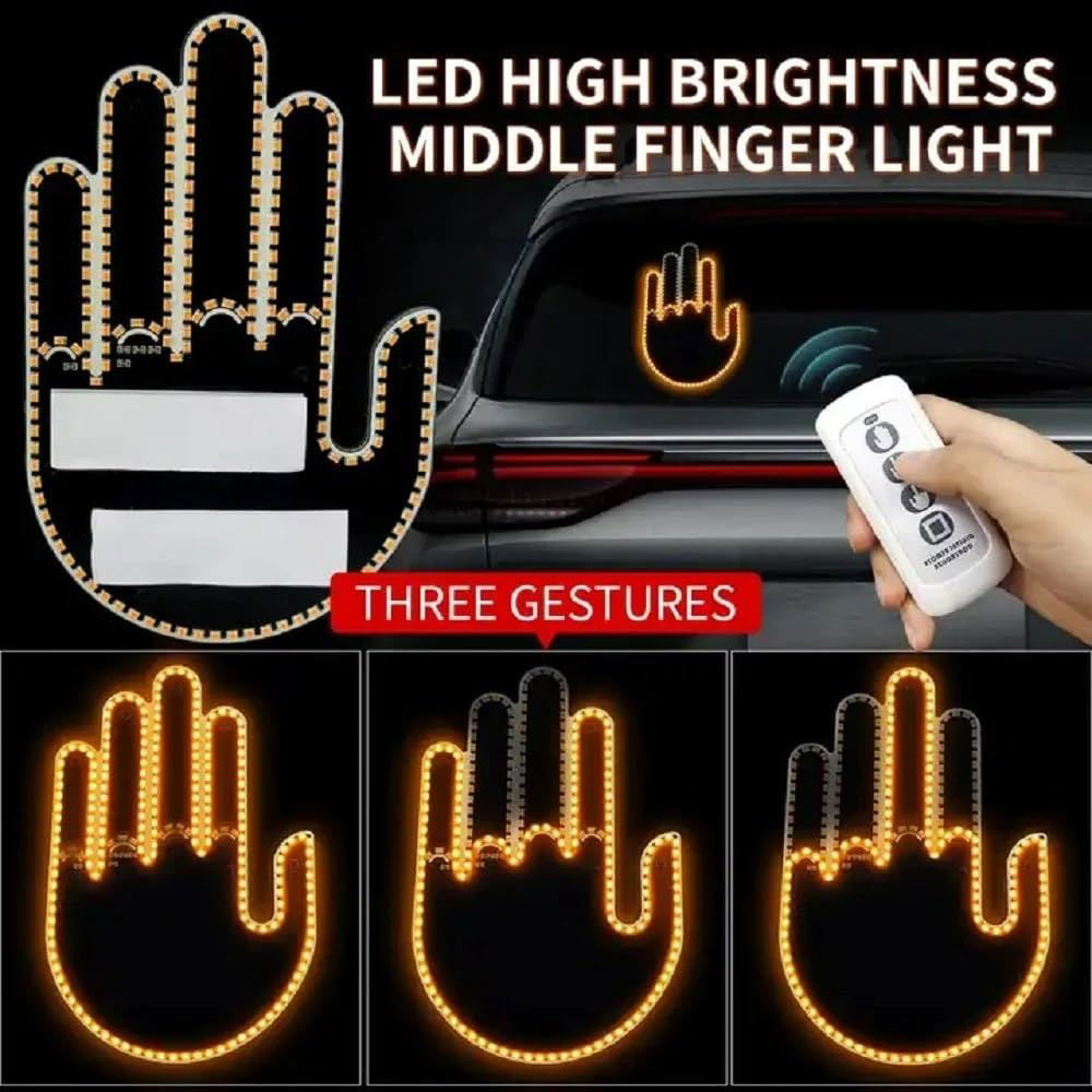 LED Illuminated Gesture Car Finger Light with Remote Hand Lamp(Battery Not Included) Image 