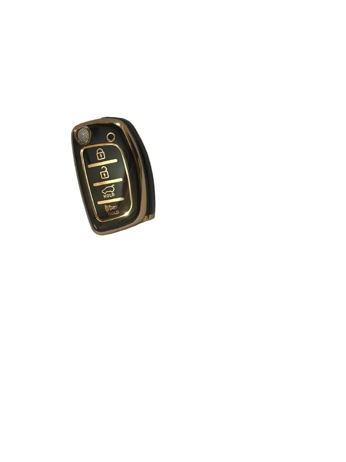 TPU Car Key Cover Compatible with Hyundai i20 Asta 2021, Tucson, Creta, Alcazar,Elantra, Smart Key Cover(Gold/Black) Image 