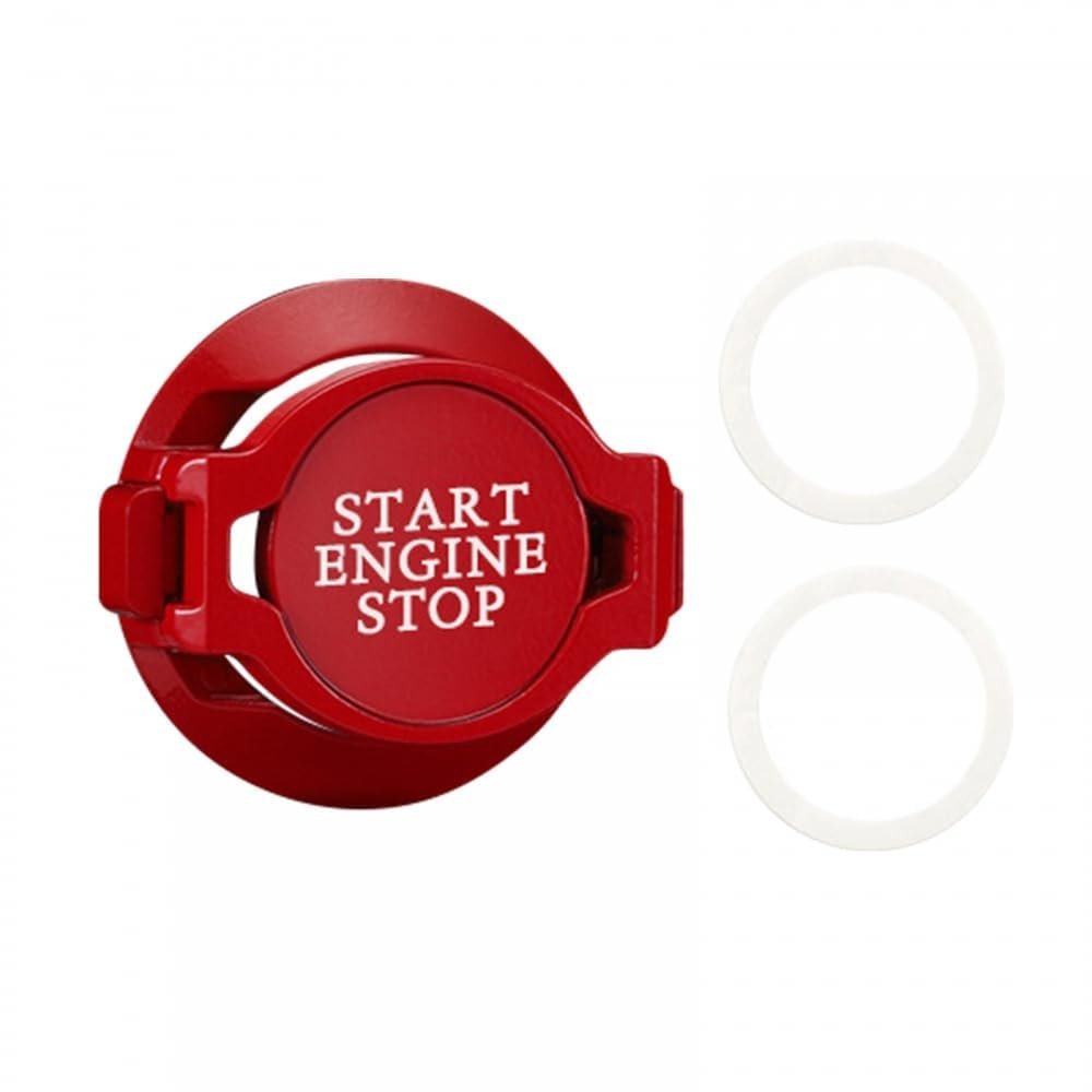 Push to Start Button Ignition Cover Car Engine Start Stop Button Cover Zinc Alloy Car Engine Button Protection Cover(Red) Image 
