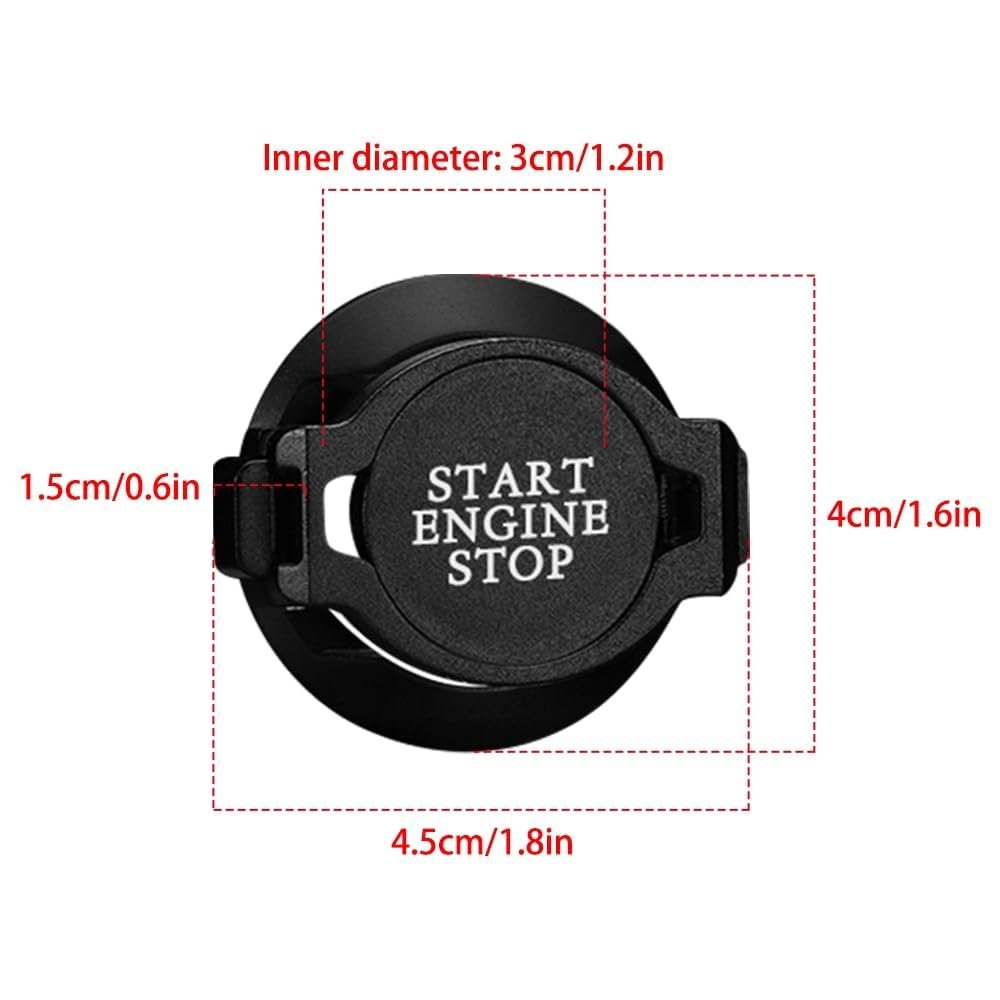 Push to Start Button Ignition Cover Car Engine Start Stop Button Cover Zinc Alloy Car Engine Button Protection Cover(Black) Image 