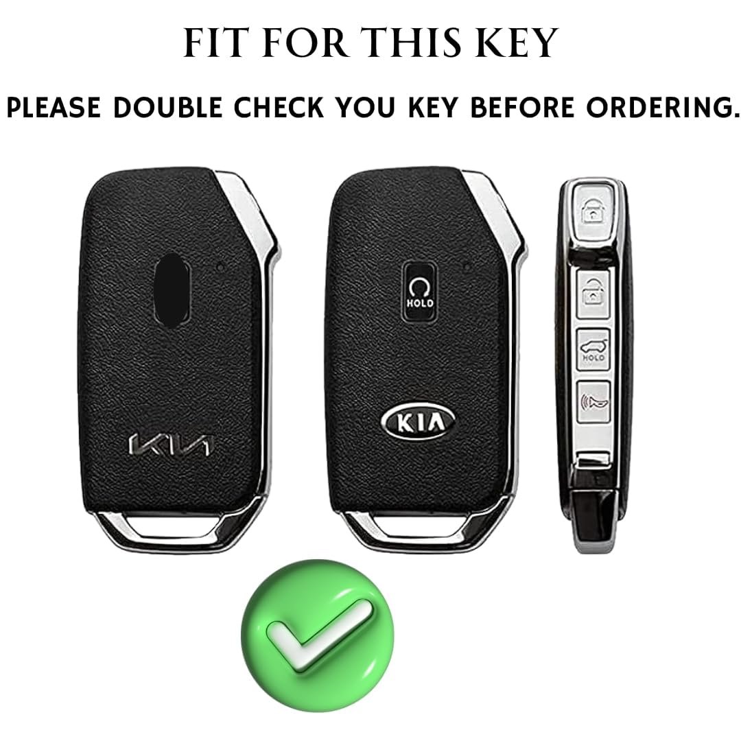 Carbon Fiber ABS Key Cover Compatible with New Kia Seltos 2023 4 Button Smart Key (Key Chain Included) Image 