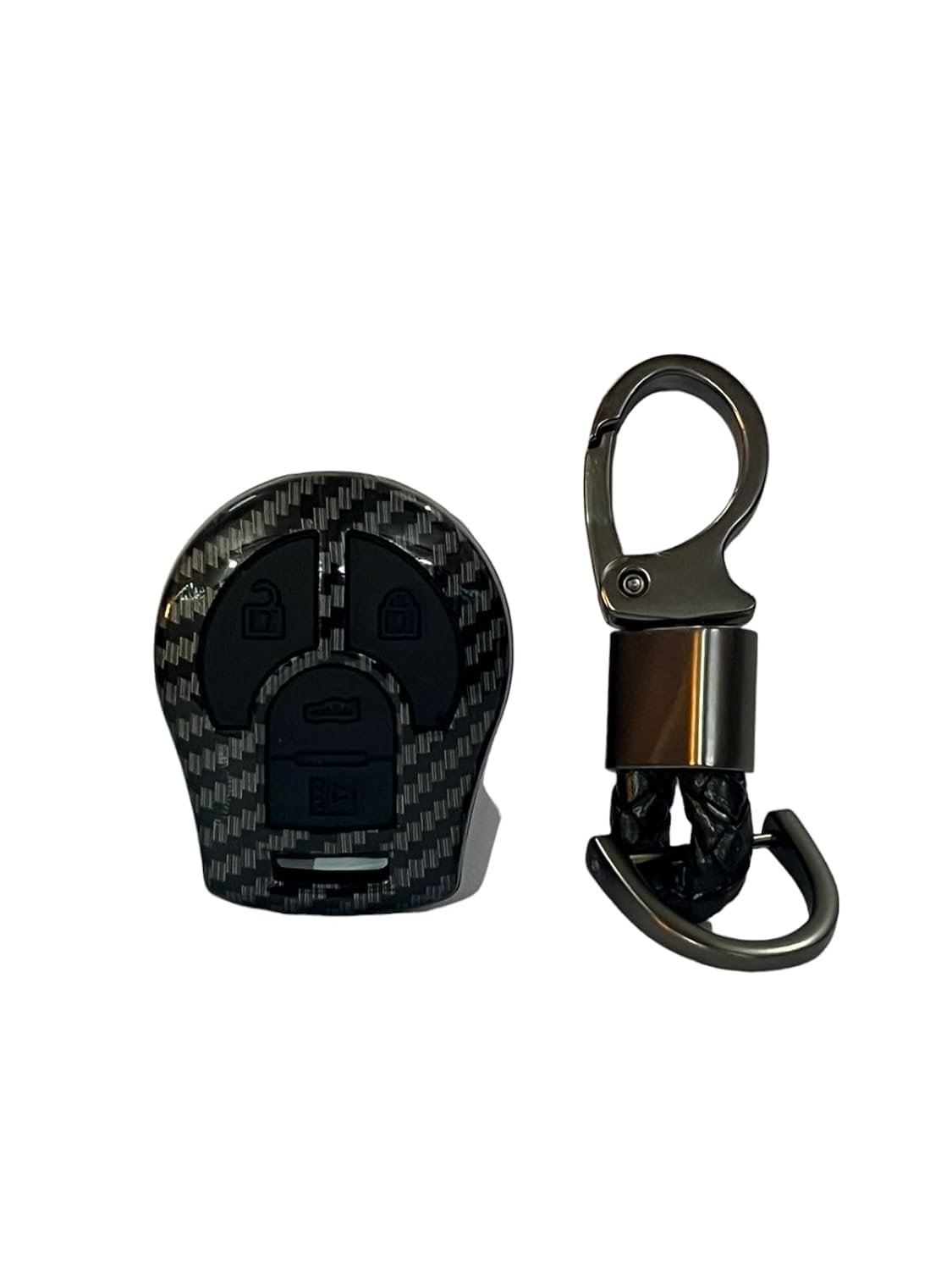 Carbon Fiber ABS Car Key Cover Compatible with Nissan Sunny/Micra (Key Chain Included) Image 
