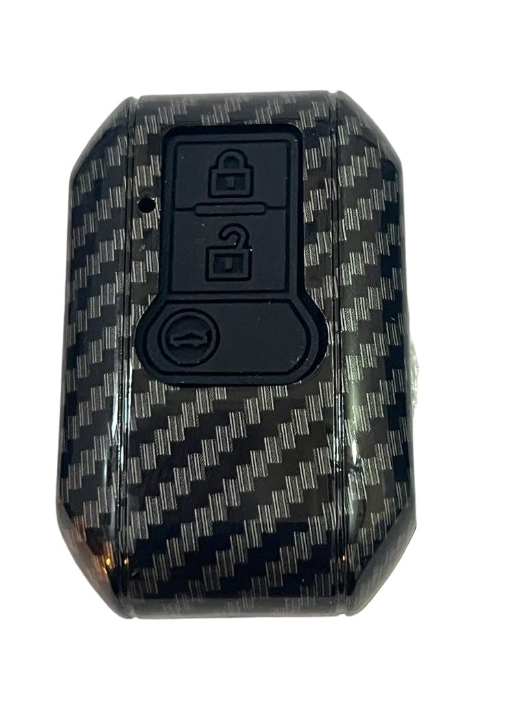 Carbon Fiber ABS Smart Key Cover Compatible with Maruti Suzuki Dzire Swift Ertiga - Push Button Start CAR Key ONLY (Key Chain Included) Image 
