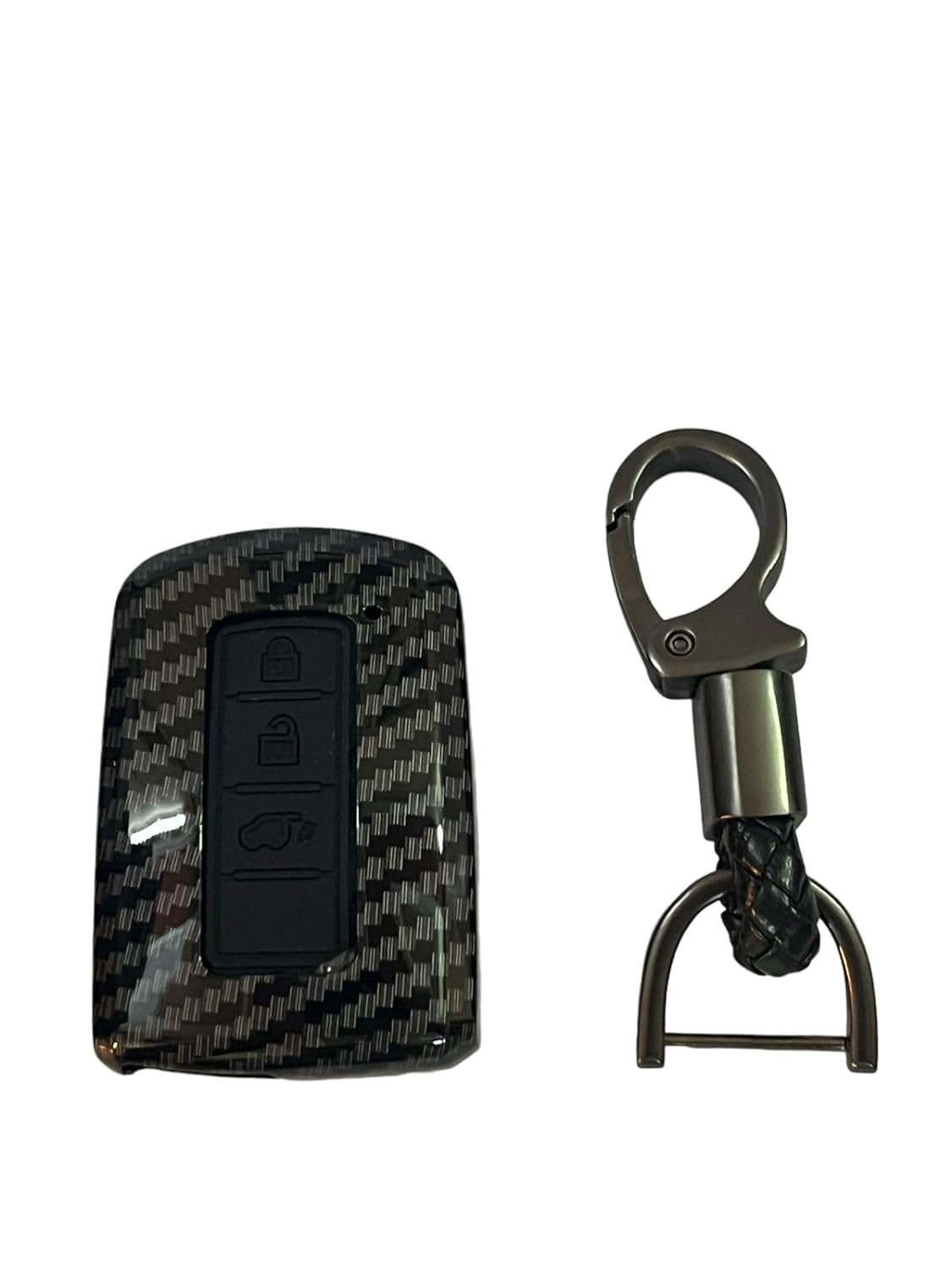 Carbon Fiber ABS Car Key Cover Compatible with Toyota Corolla Altis Smart Key (Key Chain Included) Image 