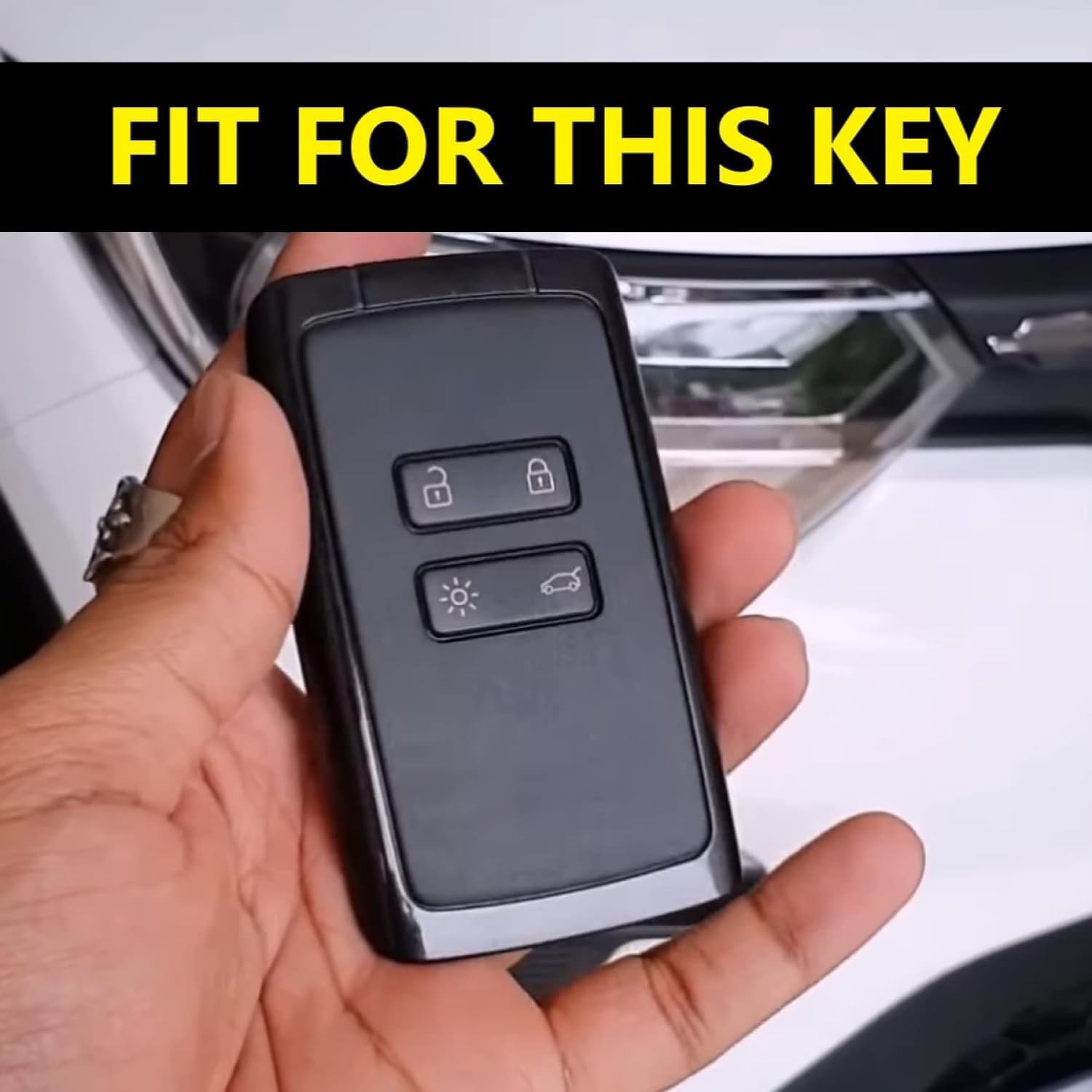 Carbon Fiber ABS Car Key Cover Compatible with Triber, Kiger Smart Key (Key Chain Included) Image 