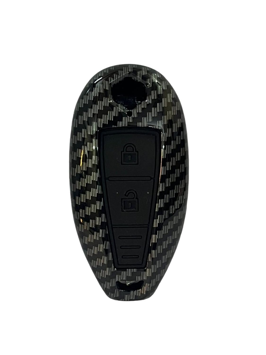 Carbon Fiber ABS Car Key Cover Compatible with Baleno, Breeza, S Cross, Ciaz, Swift 2 Button Smart Key (Key Chain Included) Image 