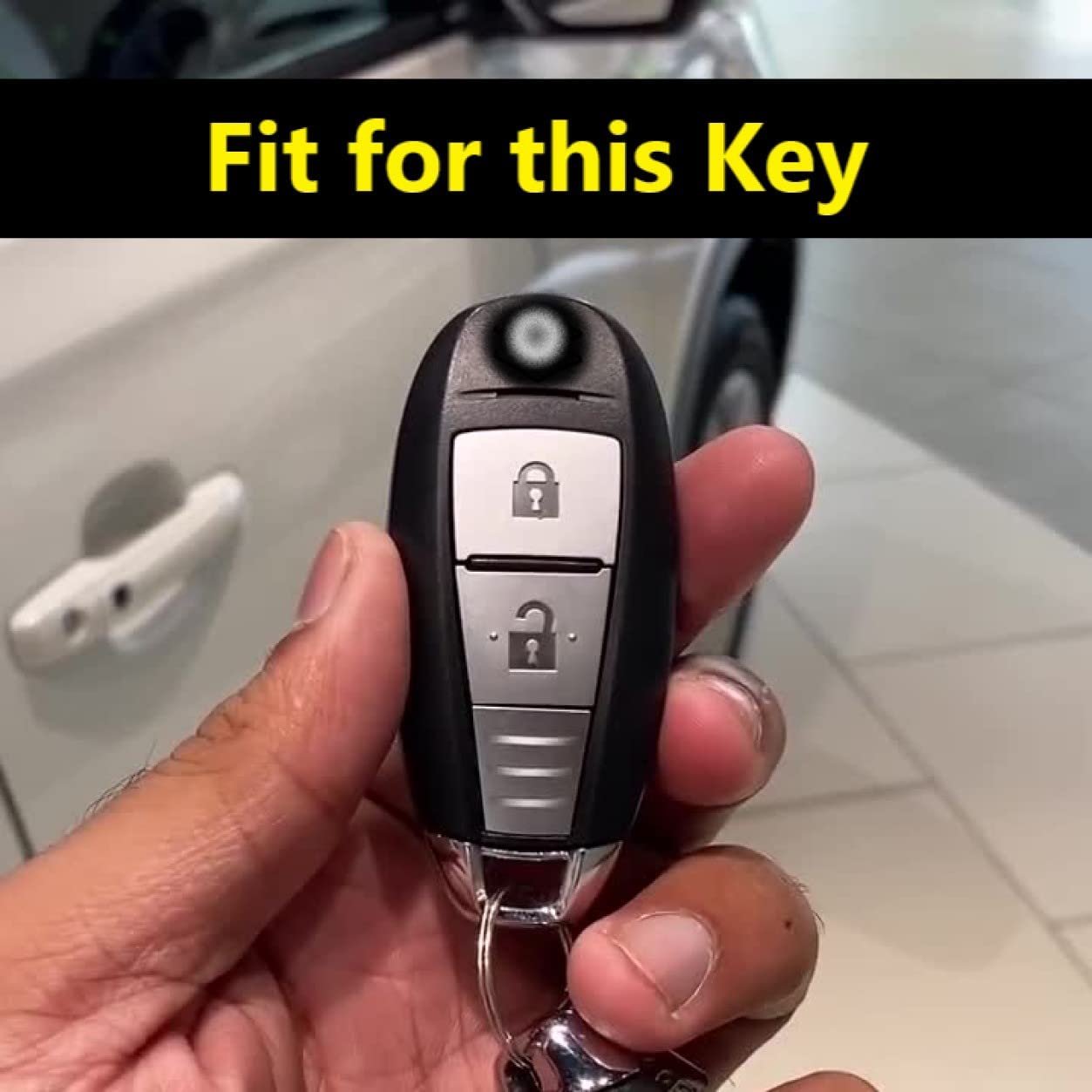 Carbon Fiber ABS Car Key Cover Compatible with Baleno, Breeza, S Cross, Ciaz, Swift 2 Button Smart Key (Key Chain Included) Image 