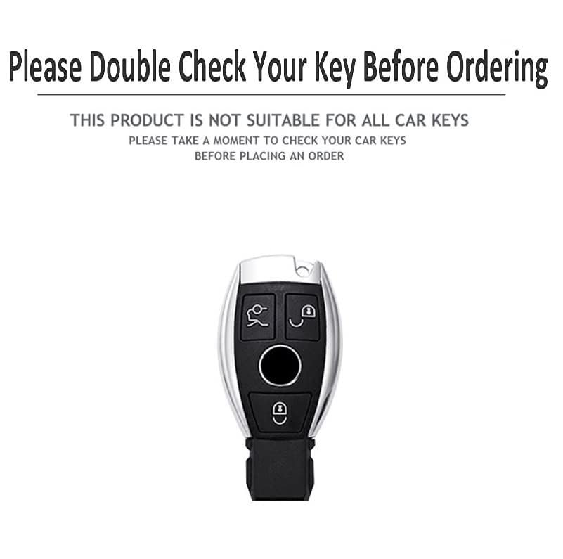 Carbon Fiber ABS Car Key Cover TPU Compatible with MERC-edes Be-nz Key (Key Chain Included) Image 