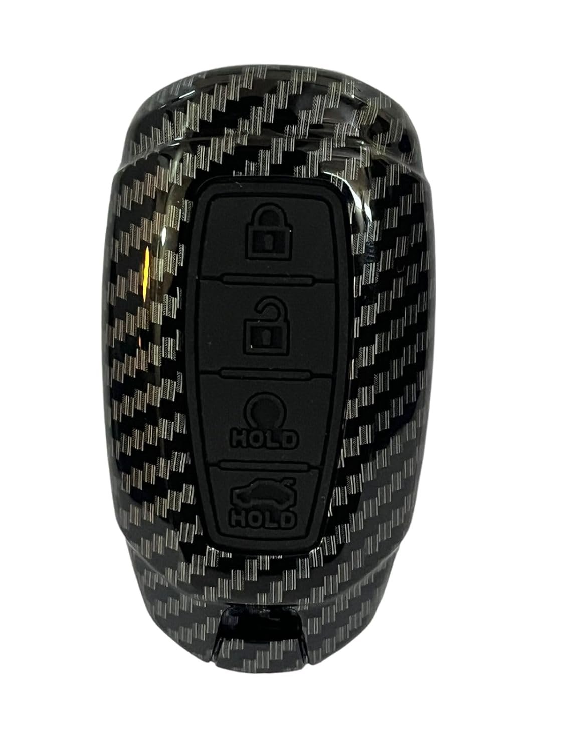  Carbon Fiber ABS Car Key Cover Compatible with Hyundai Verna 2023 4Button Smart Key(Key Chain Included) Image 