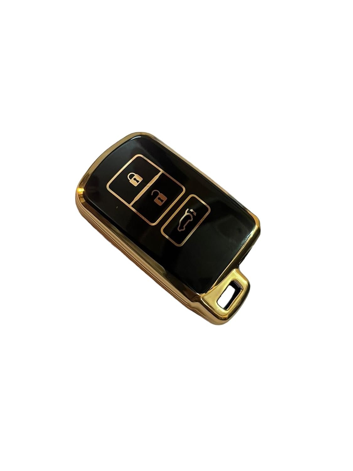 TPU Car Key Cover Compatible with Corolla Altis Smart Key (Gold/Black) Image 