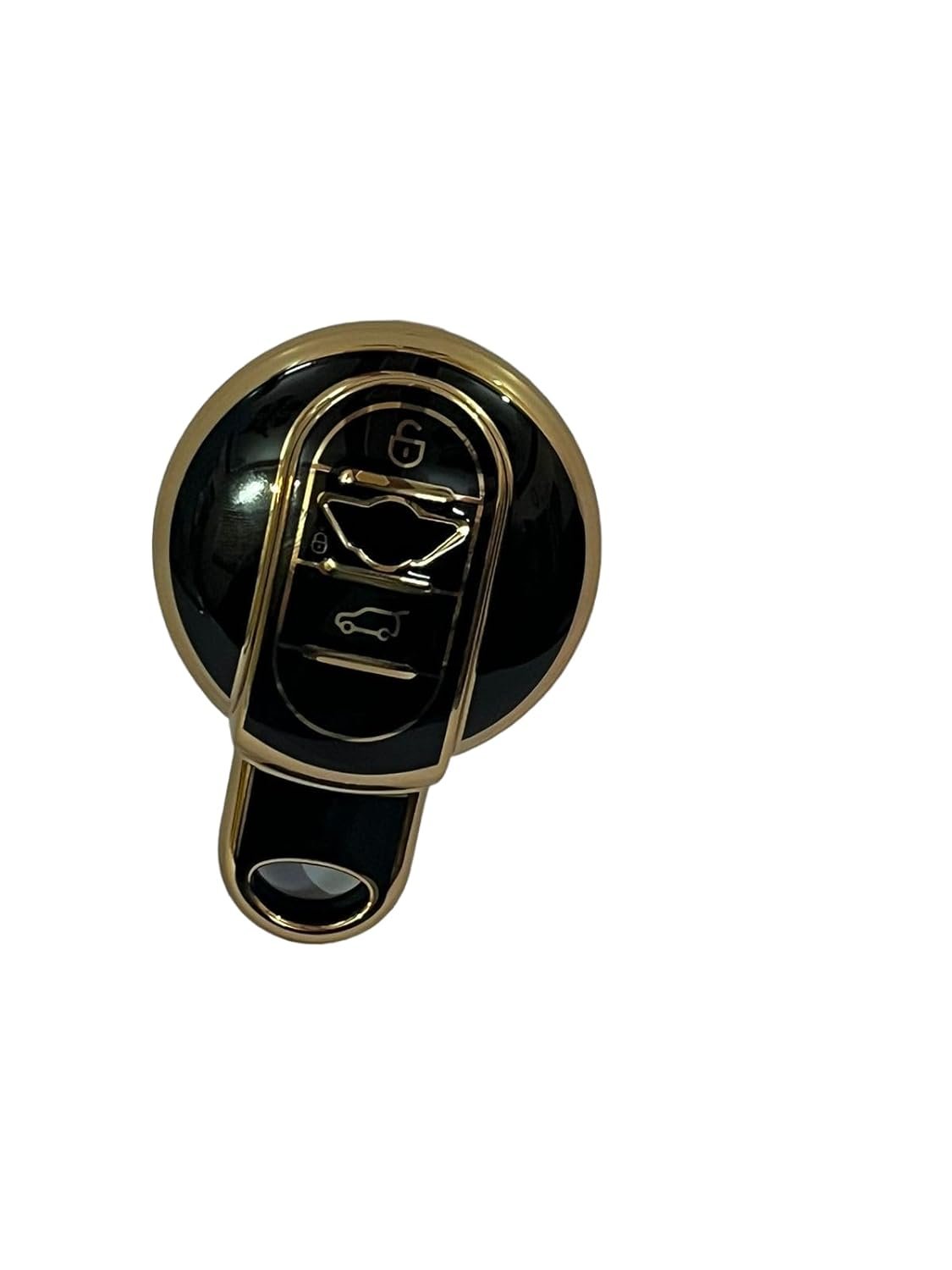 TPU Car Key Cover Compatible with Mini Cooper F55 Clubman F54 Hatch F56 Cabrio F57 Countryman Cooper S Cooper D Cooper SD F60 3 Buttons (Black/Gold) Image 