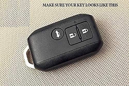 Metal Car Key Case Cover Compatible with Ertiga, Swift, Dzire, Baleno, Dzire, Ignis, XL6 3 Button Smart Key Premium Metal Alloy Keycase with Holder & Rope Chain Image 