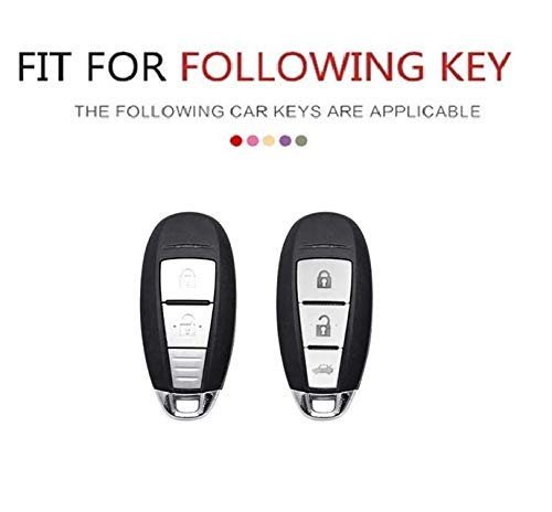 Metal Car Key Case Cover Compatible with Ciaz, S-Cross, Vitara 2/3 Button Key Premium Metal Alloy Keycase with Holder & Rope Chain Image 