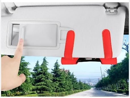 Sunglass Clip Sun Visor Car Eyeglasses Holder Universal For Car and Vehicles(Red) Image 