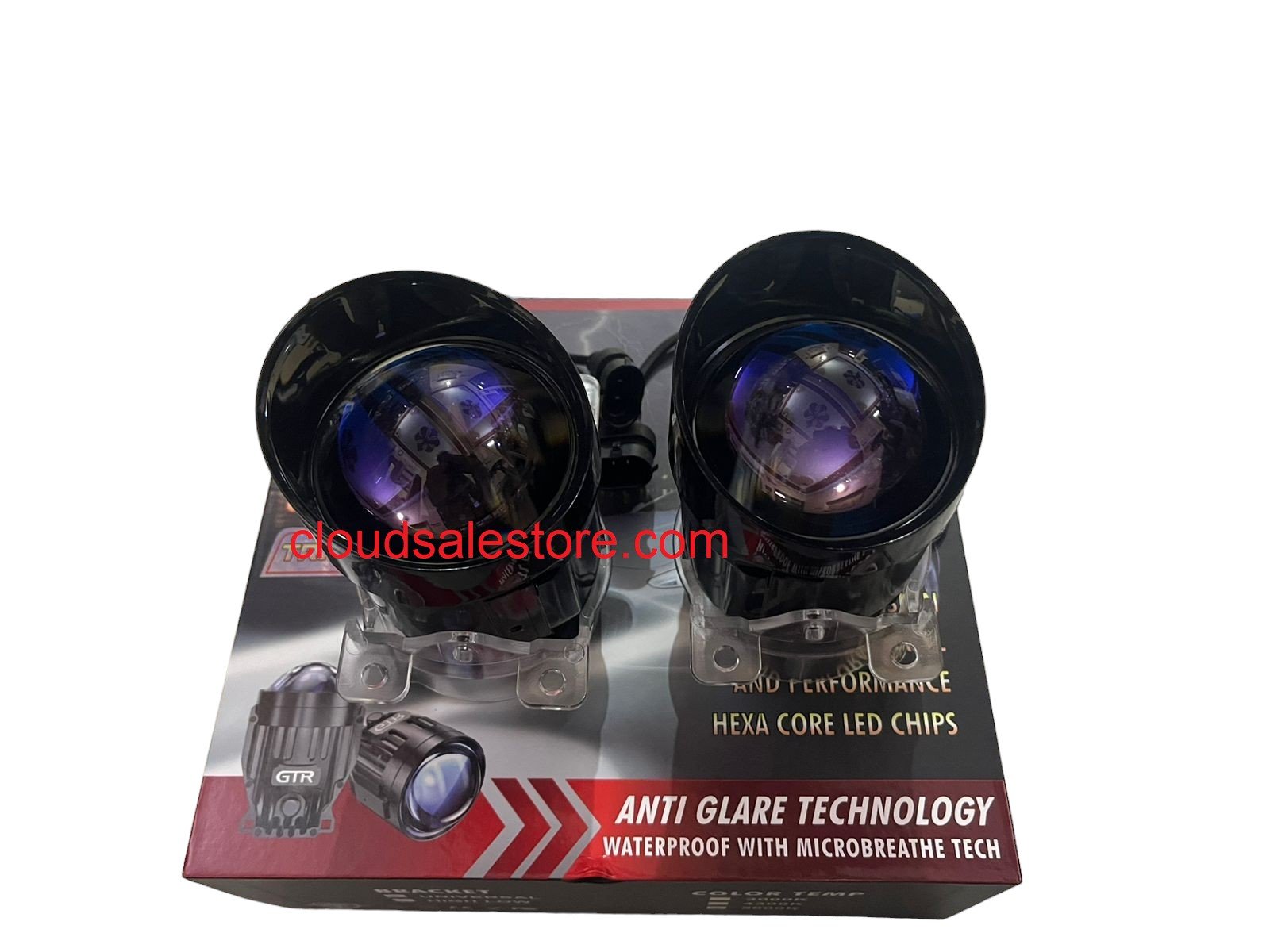 GTR F- A03 3inch BI-LED Tri- Color Fog Lamp Projector Lens 90/110watt High & Low Beam Universal For Car (Blue Lens) Image 