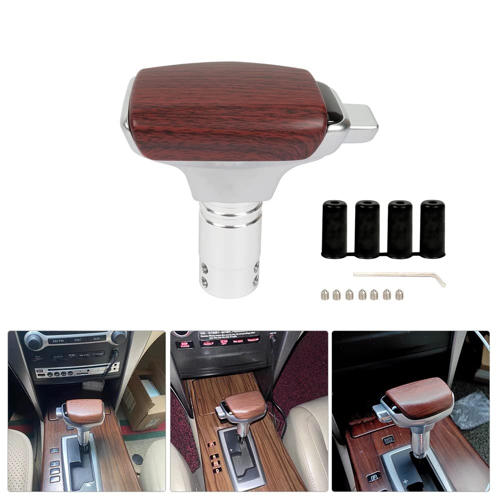 Universal Gear Shift Knob Fit For Most Manual Automatic Cars, SUV Short Lever Stick (Wood Grain) Image 