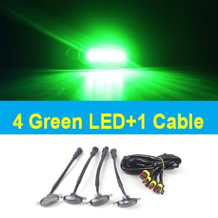 4 Pieces Smoked LED Lens Front Grille Running Light Universal For Car (Plug Design May Vary) (Grill Green) Image 