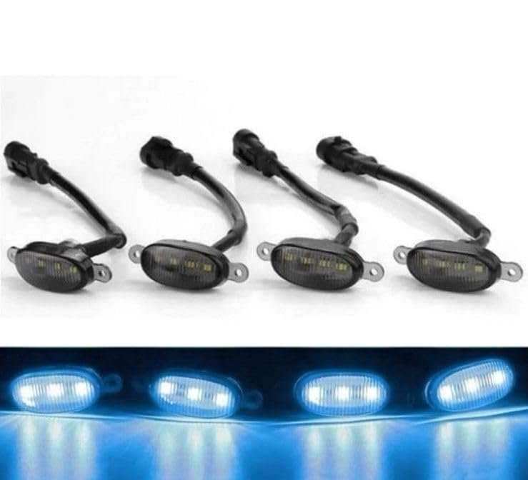 4 Pieces Smoked LED Lens Front Grille Running Light Universal For Car (Plug Design May Vary) (Grill Iceblue) Image 