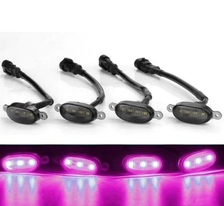 4 Pieces Smoked LED Lens Front Grille Running Light Universal For Car (Plug Design May Vary) (Grill Pink) Image 