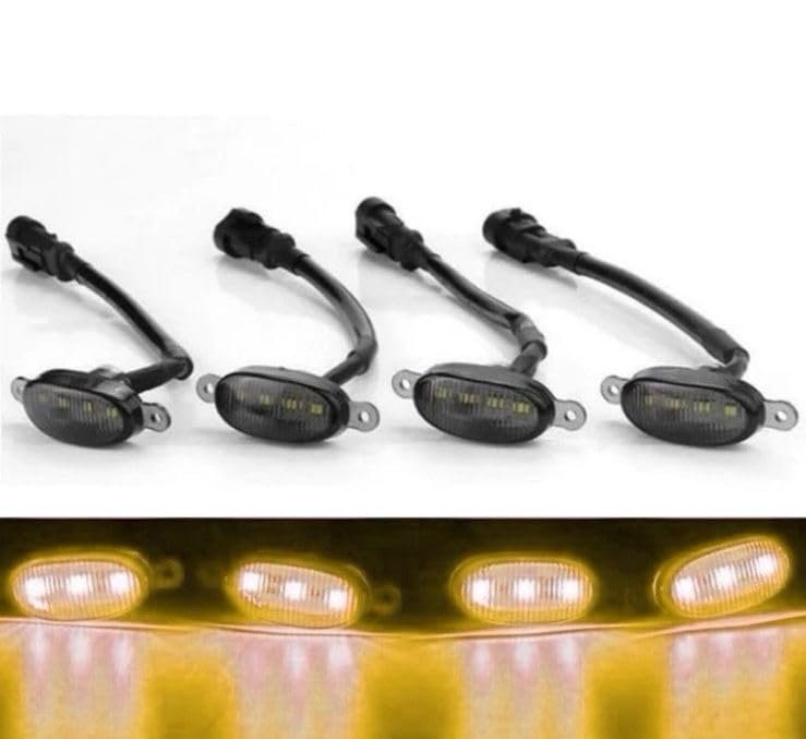 4 Pieces Smoked LED Lens Front Grille Running Light Universal For Car (Plug Design May Vary) (Grill WarmWhite) Image 