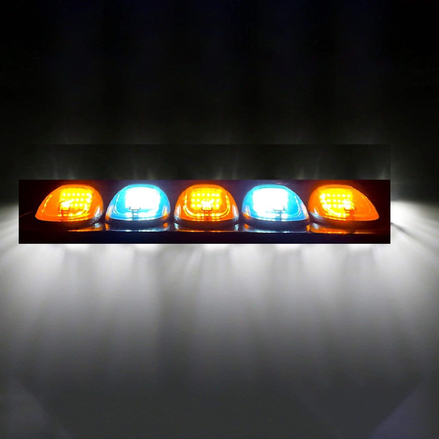 Hummer Roof Marker Lights Smoked white Glass Universal For Cars Set of 5 PC Fancy Lights (3 Amber and 2 White) Image 