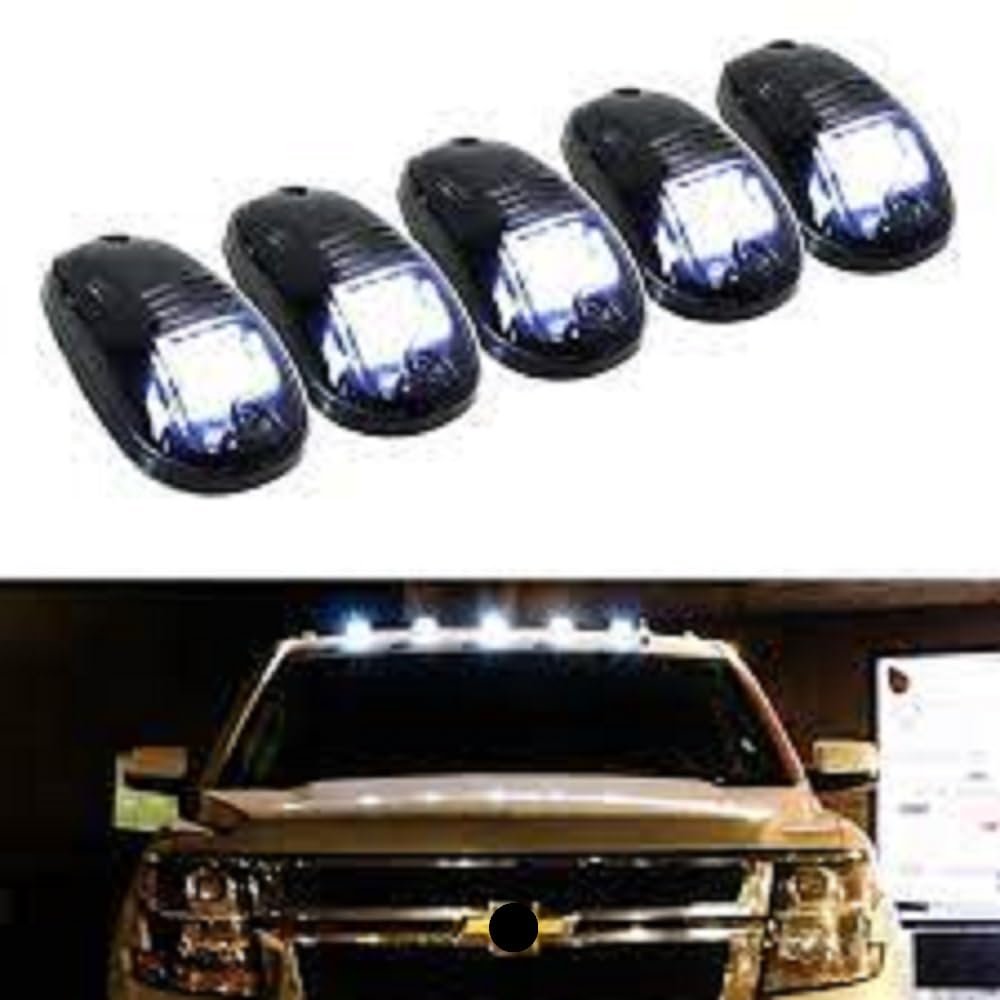 Hummer Roof Marker Lights Smoked white Glass Universal For Cars Set of 5 PC Fancy Lights (White) Image 